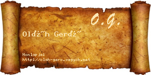 Oláh Gerő névjegykártya